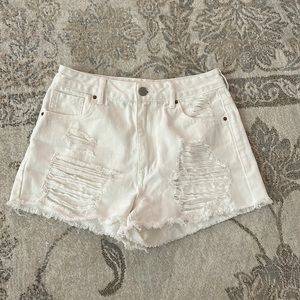 Pacsun White High-Rise Ripped Jean Shorts